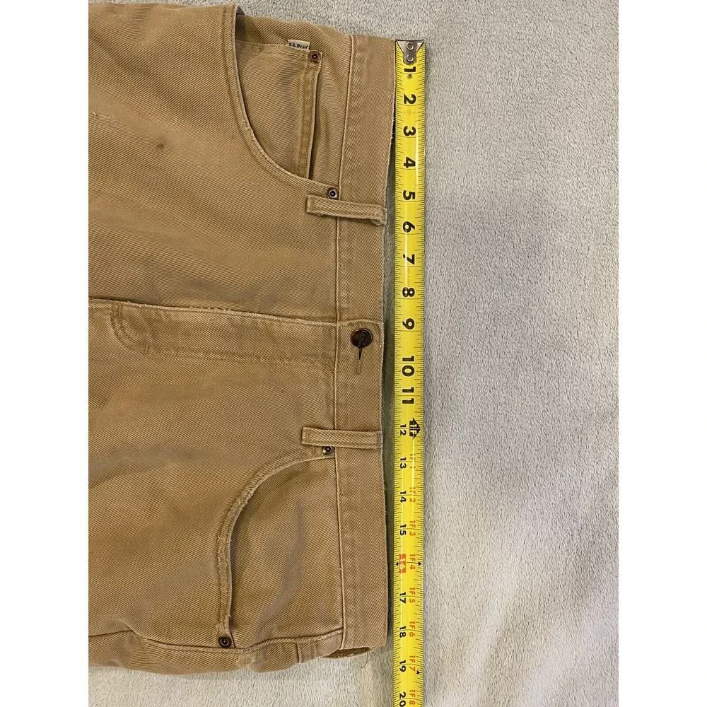 LL Bean Pants Mens 36 Beige Tan Cotton Flannel Lined Khakis Slacks 36x29